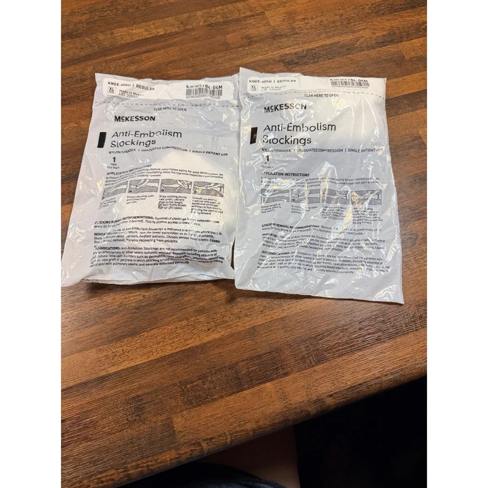 Two pair of Anti-Embolism knee high stockings. Size XL. NEW